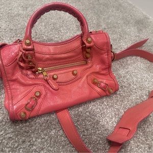 Balenciga gold hardware mini city pink